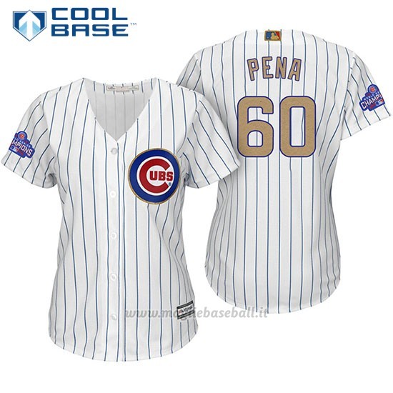Maglia Baseball Donna Chicago Cubs 60 Felix Pena Bianco Or Program Cool Base